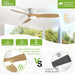 52 Inch Smart Ceiling Fan with Lights, Modern Low Profile Flush Mount Ceiling Fan with 6500CFM, Compatible with Alexa/Google/App, 3 ABS Blade, Dimmable Timer Reversible DC Motor, ETL, ABS