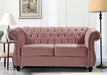 Modern Pink Velvet Chesterfield Loveseat