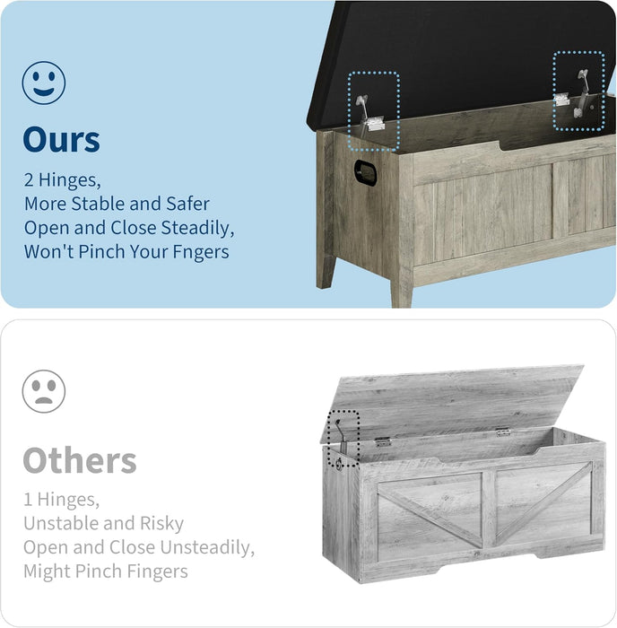 Oakwood Storage Chest Bench With Cushioned Seating