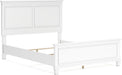 Signature Design by Ashley Fortman Transitional Queen Panel Bed with Tapered Feet, Foundation or Box Spring Needed, White