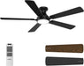 52 Inch Ceiling Fans with Light, Black Ceiling Fan with Light and Remote Control, Dimmable LED, Noiseless DC Reversible Motor, Flush Mount, Low Profile Ceiling Fans for Indoor/Outdoor Use