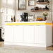 63" Sideboard Buffet Cabinet, Kitchen Buffet Cabinet Storage Cabinets with Power Outlets & LED Light, Modern Sideboard Coffee Bar Buffet Cabinets for Kitchen, Dinning, Living Room, White