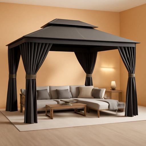 12x10 Outdoor Gazebo Dark Gray Weatherproof UVResistant