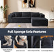 106 Inch Black Corduroy Upholstered Sectional Sofa
