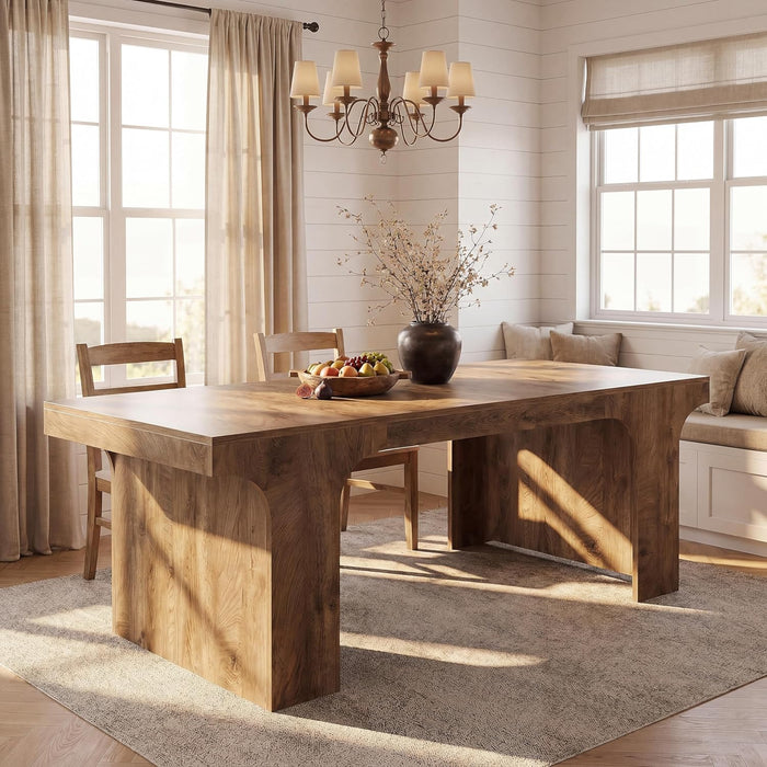 70.9Inches PremiumHandcrafted Wood Dining Table Arched Legs