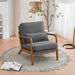 Gray Linen Upholstered MidCentury Chair With Pillow