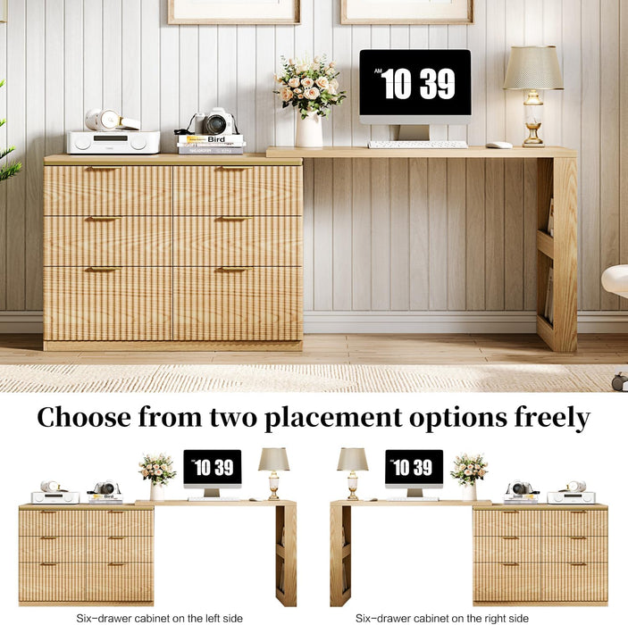 Oak FortySevenInch LShapedCorner Desk With Drawers