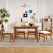 5 Piece Solid Wood Dining Table Set, Farmhouse Mid-Century Modern Table & 4 Upholstered Chairs for Home, Kitchen, Apartment, Space Saving, Brown+Biege