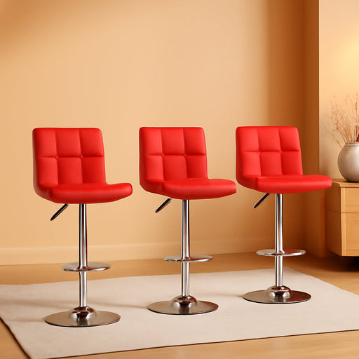Barstools Set of 2 Counter Height Bar Stools Height Adjustable Back PU Leather Swivel Bar Stool Bar Chairs Hydraulic Swivel Dining Chairs for Kitchen Bar Restaurant Living Room,Red