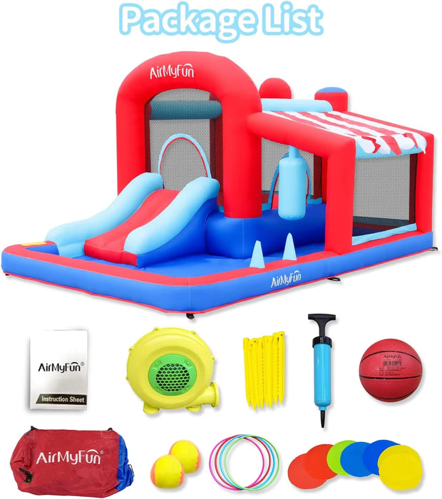 Airmyfun Inflatable Bounce House with Slide, Jumping Castle with Blower,Children Outdoor Playhouse with Jumping Ball