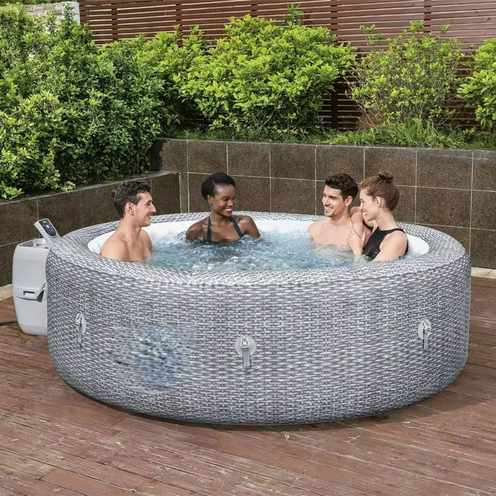 Inflatable Hot Tub,7 Person Portableoutdoor Spa with 180 Soothing Airjets and Insulated Cover, Gray, Swimming Pools