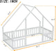 Twin White Montessori House Floor Bed IntegratedFence