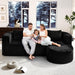 96 Inches Stripe Black PremiumCloudlike Sectional Sofa