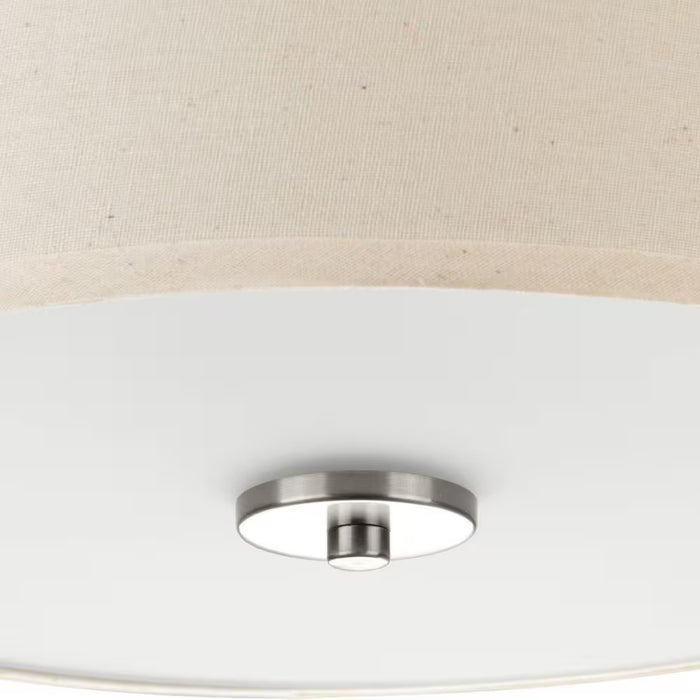 Inspire Collection 13 In. 2-Light Brushed Nickel Transitional Kitchen Ceiling Light Drum Flush Mount