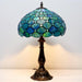 Tiffany Style Stained Glass Table Lamp Sea Blue Pearl 18.5 Inch