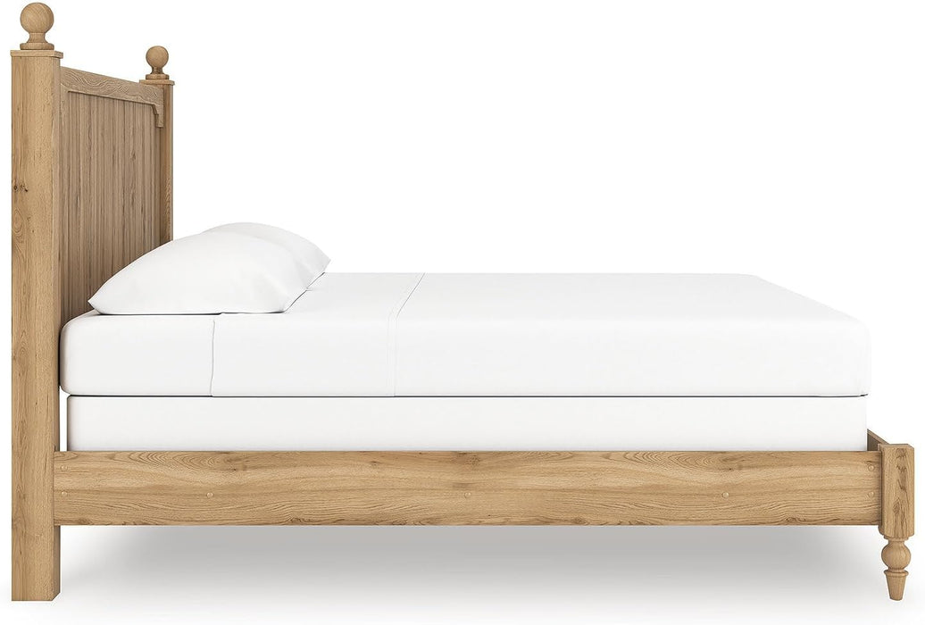 Signature Design by Ashley Galletyn Country Rustic Panel Bed, Foundation or Box Spring Needed, King, Light Brown