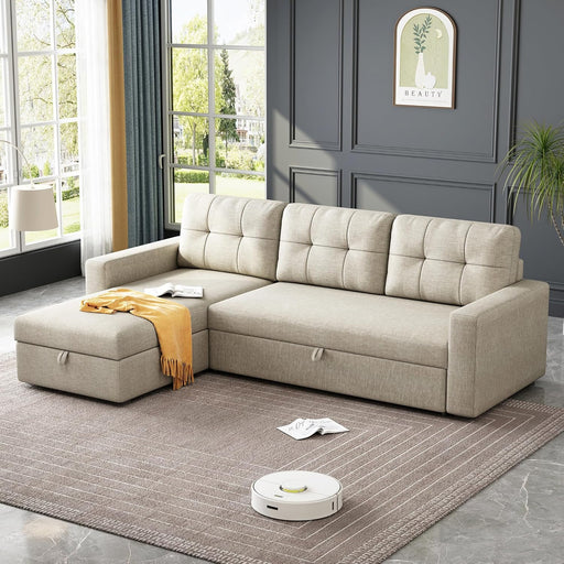 81.5" L-Shaped Sleeper Sectional Sofa with Storage Chaise