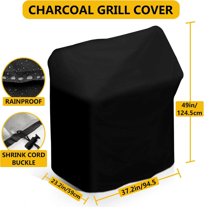 Outdoor Charcoal Grill with Smoker,  14Inch Wide Charcoal Grill with Offset Smoker for Backyard Party Cooking, 438 Sq.In. BBQ Cooking Surface,Black