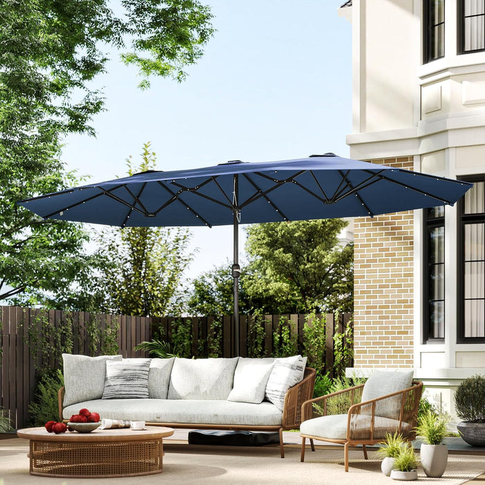 14.4Ft Large Patio Umbrella with 36 Solar LED Lights