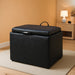 Designs4Comfort Accent Storage Ottoman 22.75" - Modern Foot Stool with Decorative Tray for Living Room, Dining Room, Office, Black Faux Leather