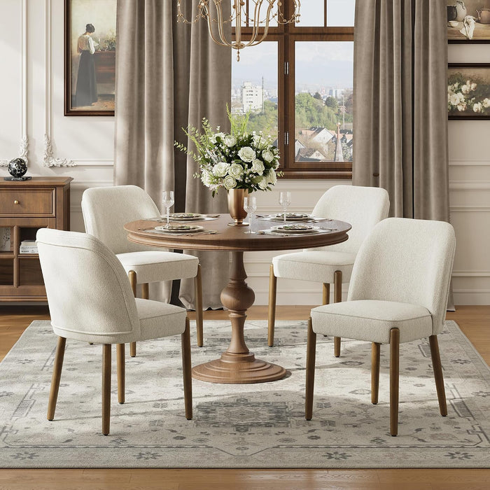 Barrel Modern Dining Chair, Upholstered Dining Chairs Set of 4, Beige
