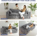 76-Inch Upholstered Premium Bean Bag Sofa DarkGrey