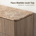 46"W Fluted 5 Drawer Bedroom Dresser, with Faux Marble Top,Natural Oak