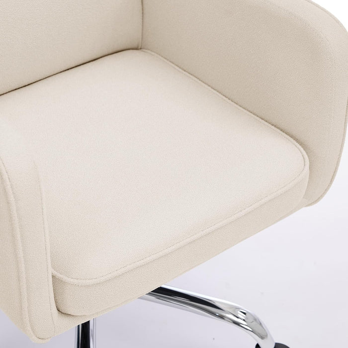 Cocoon Modern Executive High Back Home Office Chair, Upholstered Desk Chair with Wheels, Vanity Chair with Head and Lumbar Support, Armrest (Beige)