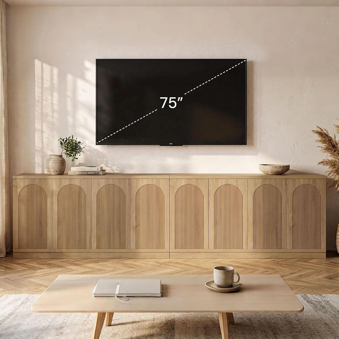 63" Sideboard Buffet Cabinet with Storage, Fluted Credenza