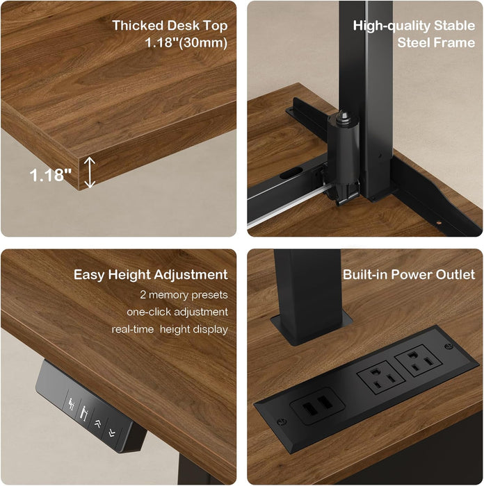 Walnut SeventyOneInch Height Adjustable Standing Desk Cabinets