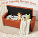 Ottoman with Storage,Tufted Storage Bench with Safety Hinge,Holds up to 330 Lb,Upholstered Bench with Seating for Bedroom, Living Room,Entryway,Leather Reddish Brown