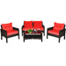 4 Pieces Patio Rattan Sofa Set Free-Combination with Cushion and Coffee Table