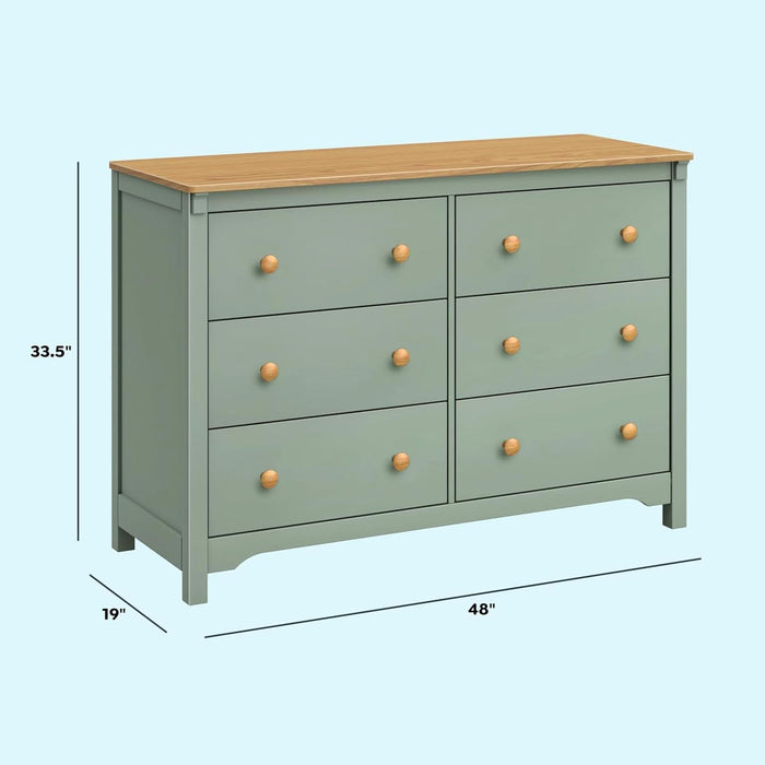 Shea Six Drawer Dresser Light Sage and Honey for Nursery Shea Six Drawer Dresser Light Sage and Honey for Nursery