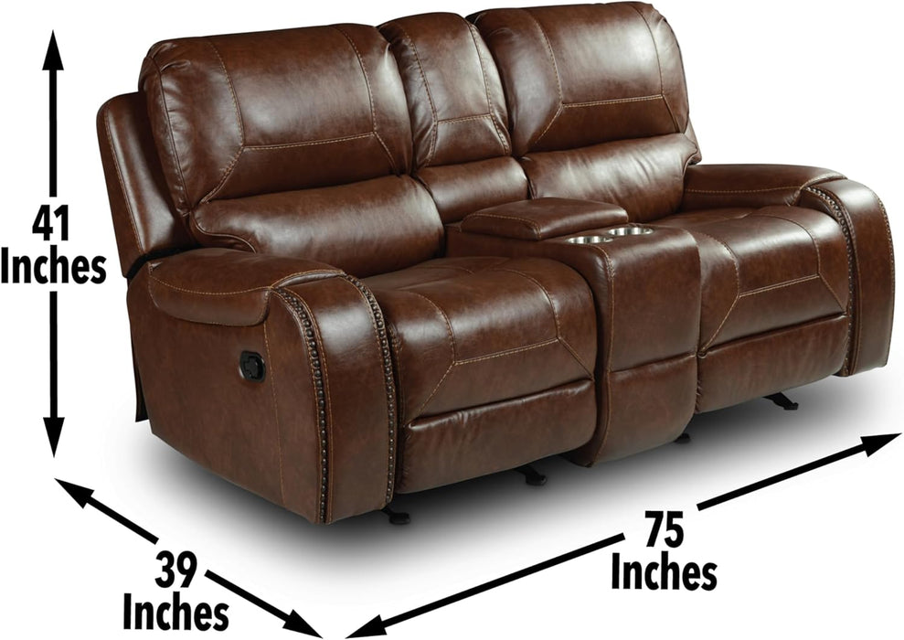 Brown Glider Recliner Loveseat with USB