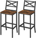 Bar Stools, Set of 2 Bar Chairs with Backrest and Footrest, 26" Tall Counter Bar Stools, Kitchen Breakfast Bar Chairs, Easy Assembly, for Dining Room, Rustic Brown BAHR0901N1
