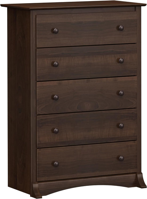 Espresso 5-Drawer Chest with Wide Top