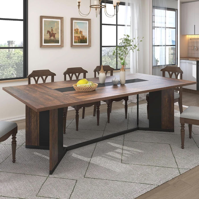 78Inch Large Dining Table for 6 8 People,Wooden Rectangular Kitchen Table W/Waterproof Tabletop,Large Rectangle Furniture W/Adjustable Legs,Brown Dinner Table for Kitchen Dining Room(78In)