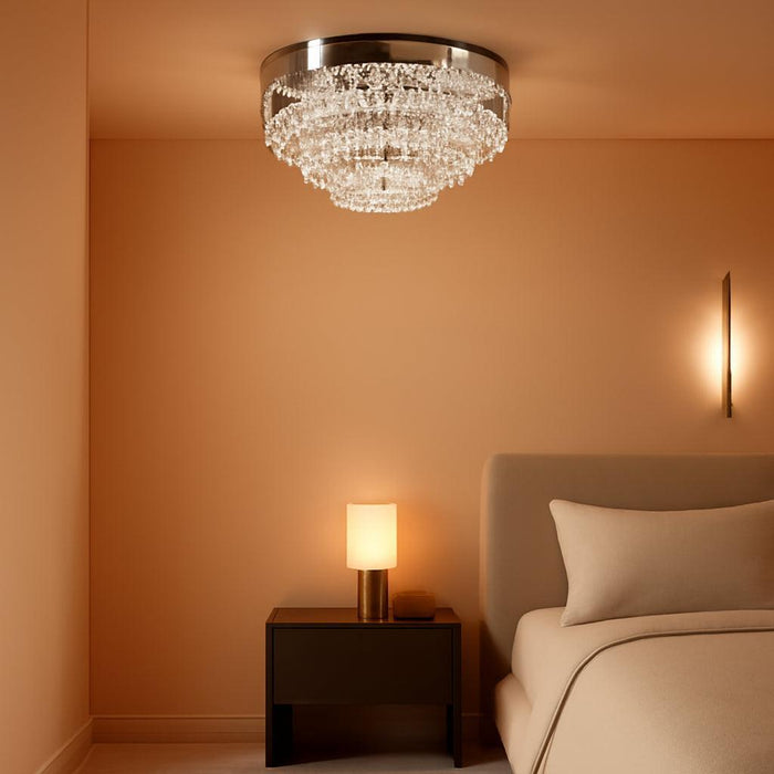 11.8" Crystal Chandeliers Modern Crystal Ceiling Light LED Chandeliers Semi Flush Mount Chandelier Ceiling Light Fixture for Bedrooms Dining Living Room Hallway (6500K Cool White)