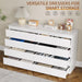 White Wood Dresser for Bedroom with 8 Drawer 55" Wide