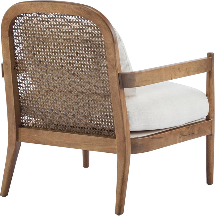 MidCenturyBeigeUpholstered Club Chair Set 2 Open Back