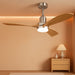 52 Inch Ceiling Fan with Lights and Remote Control-Modern Solid Wood Blade Ceiling Fan for Bedroom Living Room Indoor Outdoor Farmhouse Patio, Noiseless DC Motor, Sandy Nickel & Natural Wood