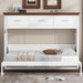 Horizontal Murphy Bed With Drawers White WalnutTop