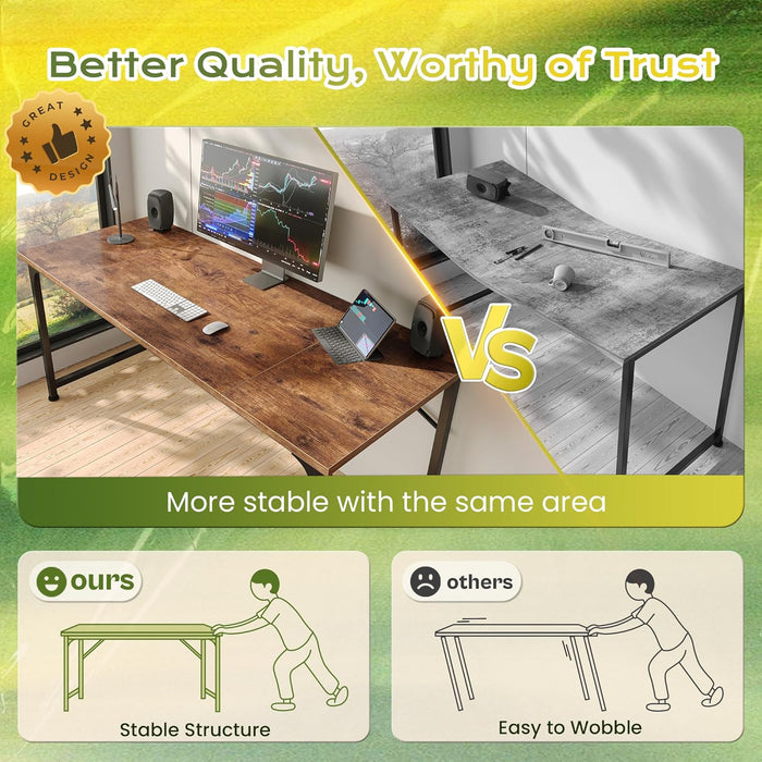 55 X 19.7 Inch Computer Desk, Home Office Desk with Spacious Desktop, Modern Gaming Desk, Writing Study Table for Bedroom, Small Spaces, Work from Home Desk with Metal Frame, Rustic Brown