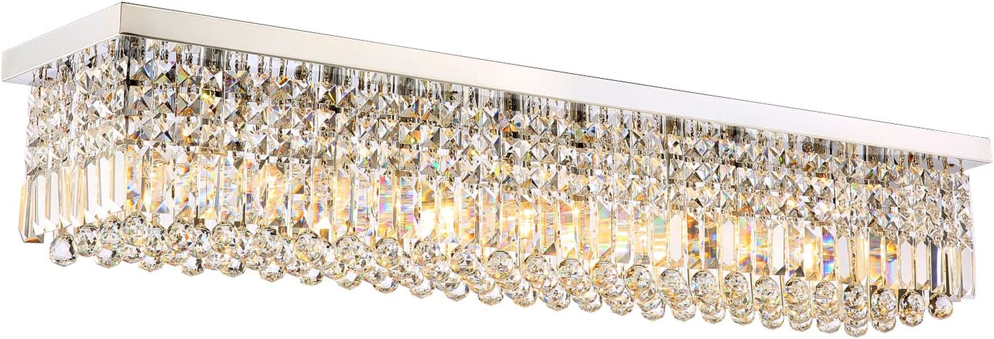 Rectangular Crystal Chandelier 10 Lights Chrome Fixture