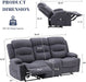 Oversized Recliner Sofa with Heat and Massage, Big Large 3-Seater RV Recliner Couch Sofa for Living Room, Wall-Hugger Reclining Sofa with Cup Holders and USB Port(Fabric, Grey)