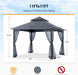 Outdoor Patio Gazebo 11X11 - Double Roof Canopy with Mosquito Netting for Backyard, Deck, Garden, Lawn, Dark Gray
