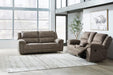 Laresview Contemporary Faux Leather Manual Double Reclining Loveseat with Console, Storage and Cup Holders, Gray