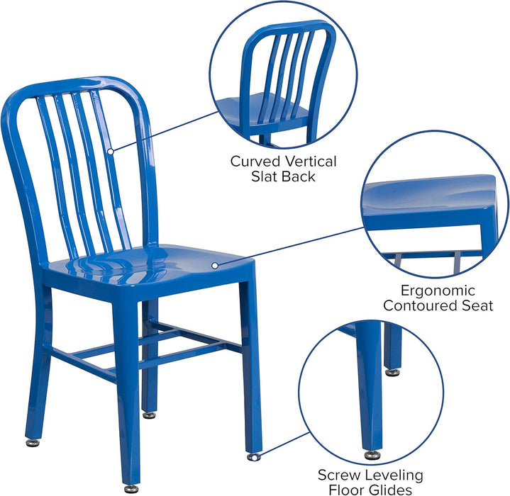 Gael Commercial Grade 2 Pack Blue Metal Indoor-Outdoor Chair