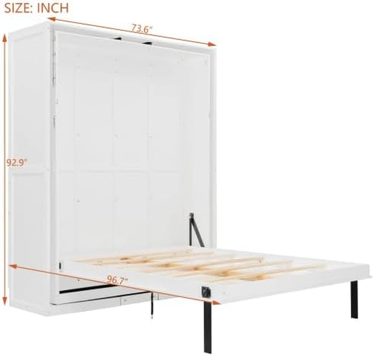White Queen Murphy Bed With UltraIntegratedStorage