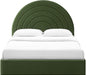 Solana Full Size Performance Velvet Platform Bed in Moss Green – Upholstered Double Bed Frame with Soft Arch Shaped Padded Headboard – Plinth Base Platform Bed Frame